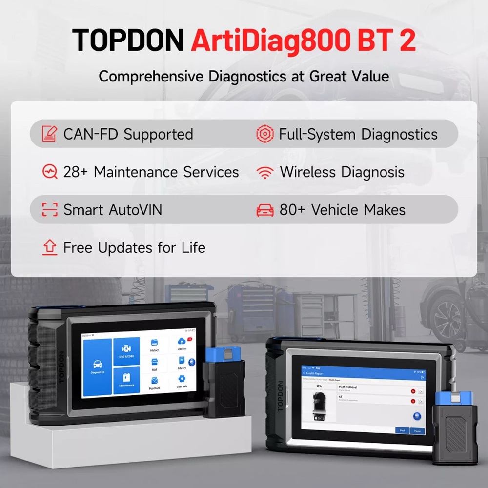 TOPDON AD800BT 2 OBD2 Car Scanner Engine ABS SRS SAS TPMS Diagnostic Tool - Picture 3 of 11